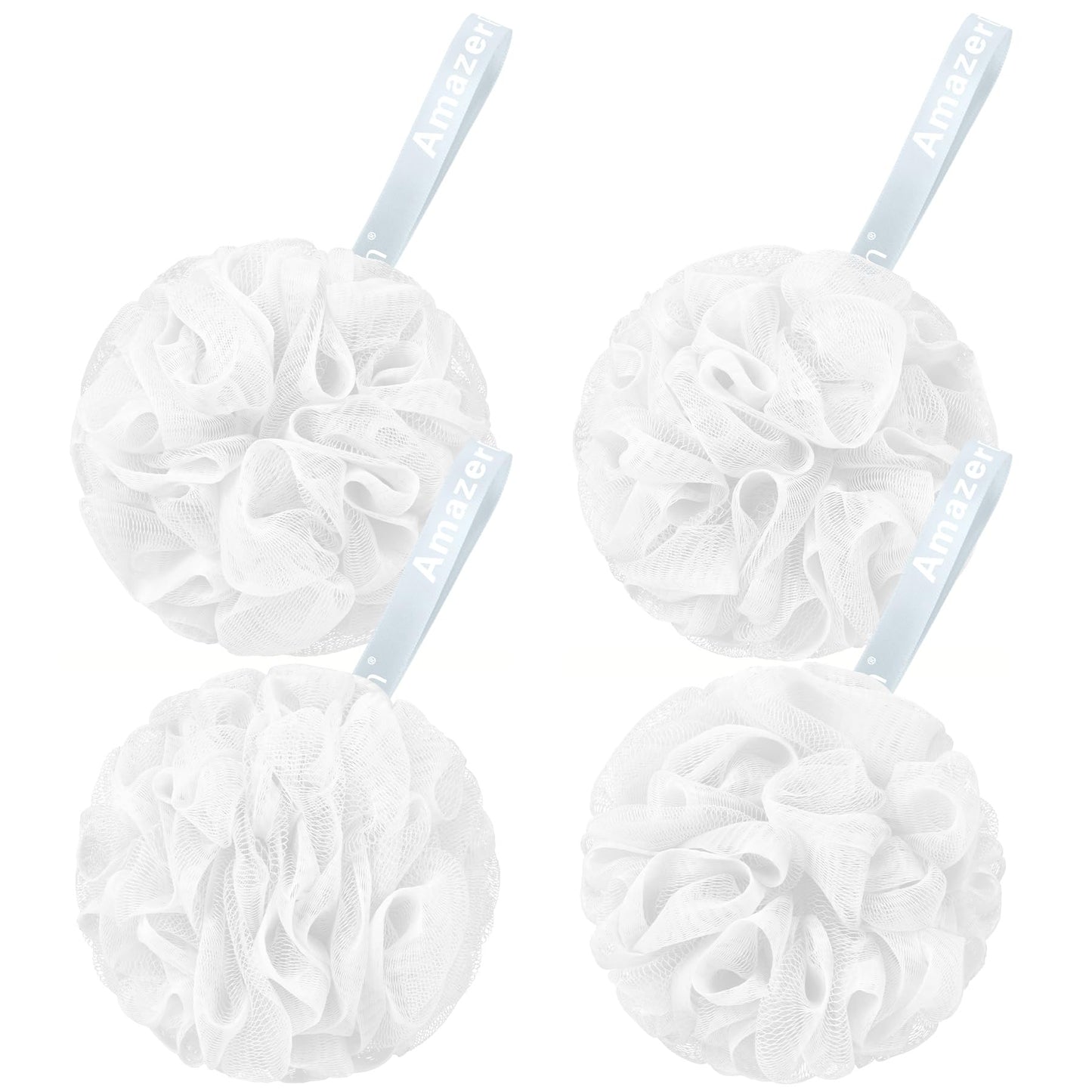 AmazerBath Loofah Sponge 75g/Piece, Exfoliating Bath Sponge Body Scrubber - Loofa Set of 4 Flower Color (Large, Green-Purple)