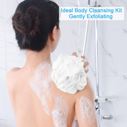 AmazerBath Loofah Sponge 75g/Piece, Exfoliating Bath Sponge Body Scrubber - Loofa Set of 4 Flower Color (Large, Green-Purple)