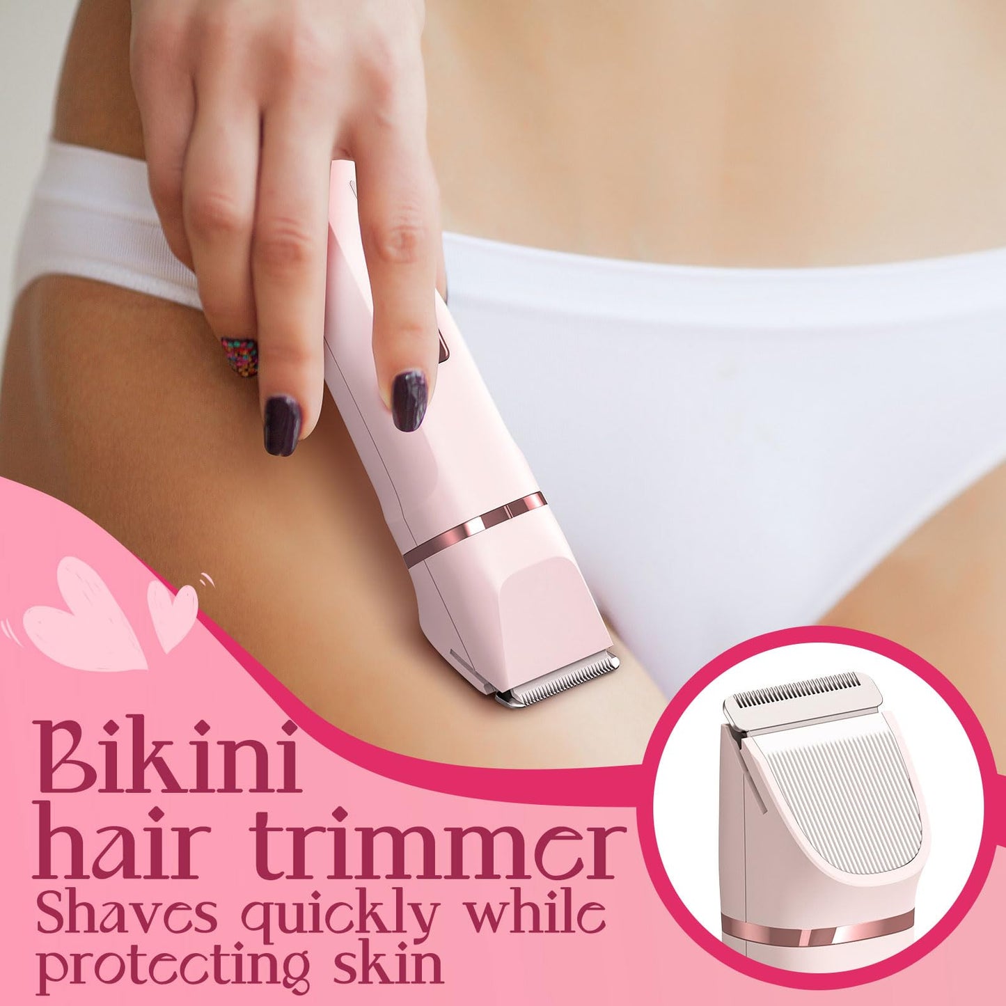 Risina Bikini Trimmer & Electric Razor for Women - Painless, IPX7 Waterproof Body & Facial Shaver