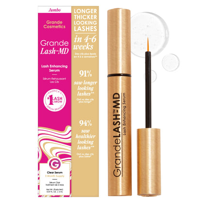 GrandeLASH-MD Lash Enhancing Serum (1mL, 6 Week Supply) - Longer, Thicker Lashes with Peptides & Vitamins