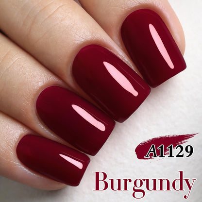 Burgundy 15ML Soak Off Gel Nail Polish - Sheer Finish, 28-Day Wear
