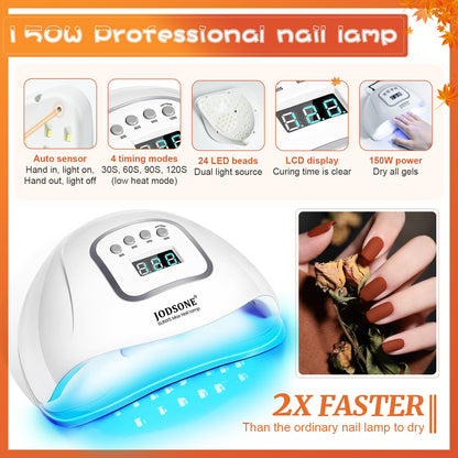 JODSONE 32 Color Gel Nail Kit w/ UV Light & 3 Top Coats | Gift Set