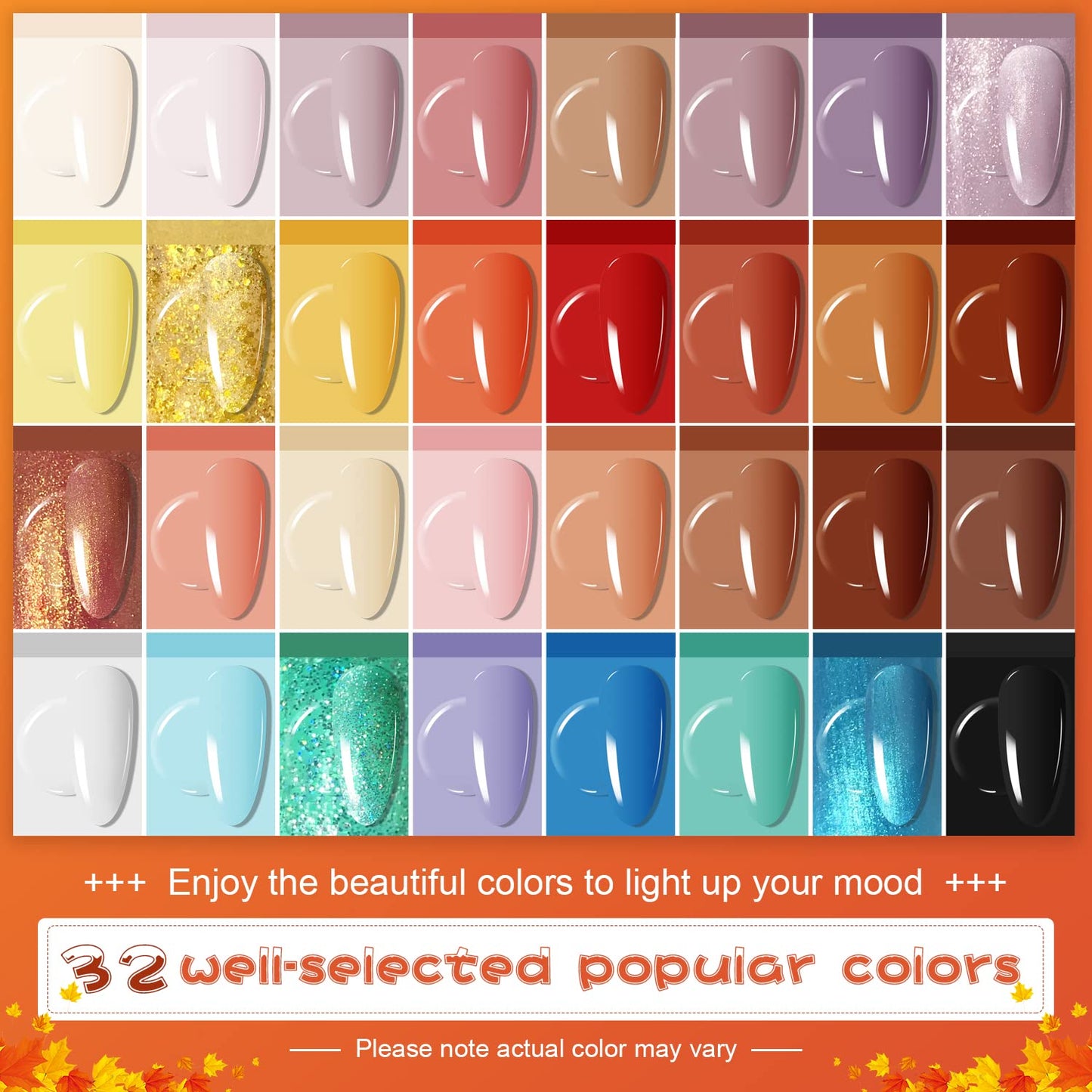 JODSONE 32 Color Gel Nail Kit w/ UV Light & 3 Top Coats | Gift Set