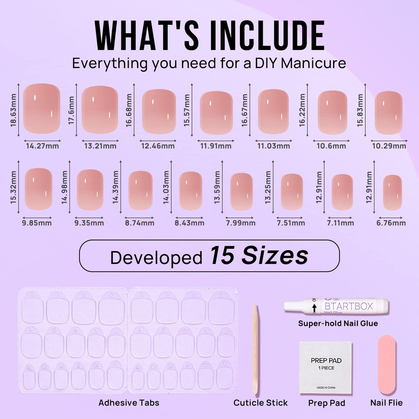 BTArtbox Soft Gel Press On Nails: Short Square Ombre | Vanilla Cream