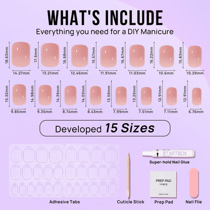 BTArtbox Soft Gel Press On Nails: Short Square Ombre | Vanilla Cream