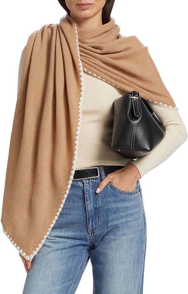 Whipstitch-Trimmed Cashmere Scarf – Luxury Oversized Wrap