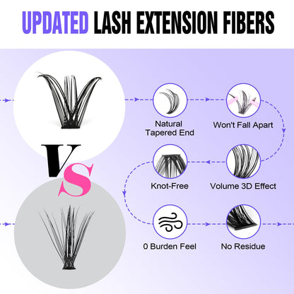 Pawotence Lash Extension Kit DIY 280pcs Lash Clusters Eyelash Extension Kit, 9-16mm 30D 40D Individual Lashes Kit with Lash Bond and Seal, Lash Tweezers for Self Use (30D&40D, 0.07D, 9-16mm, Kit)