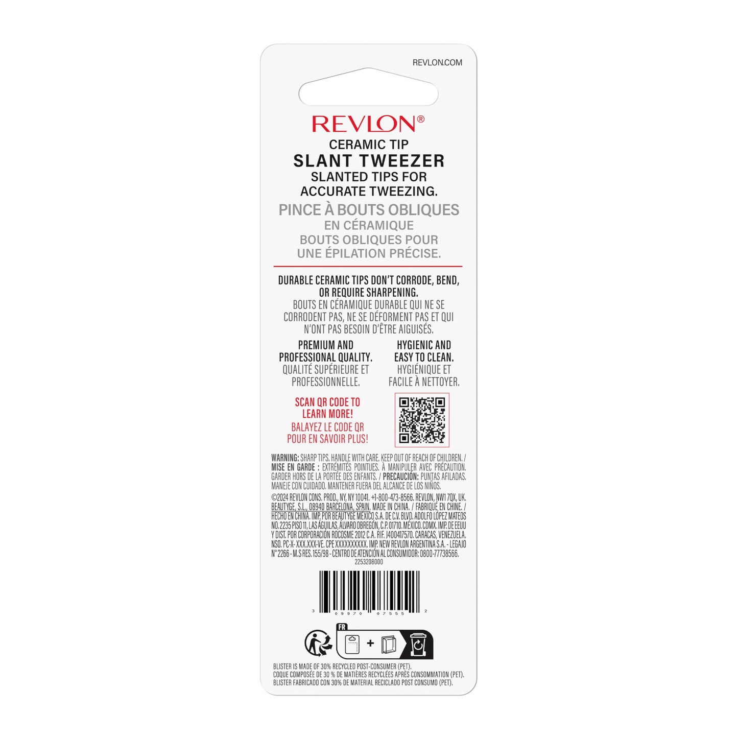 Revlon Expert Slant Tweezer - Most-Loved, High Precision Stainless Steel for Easy Hair Removal
