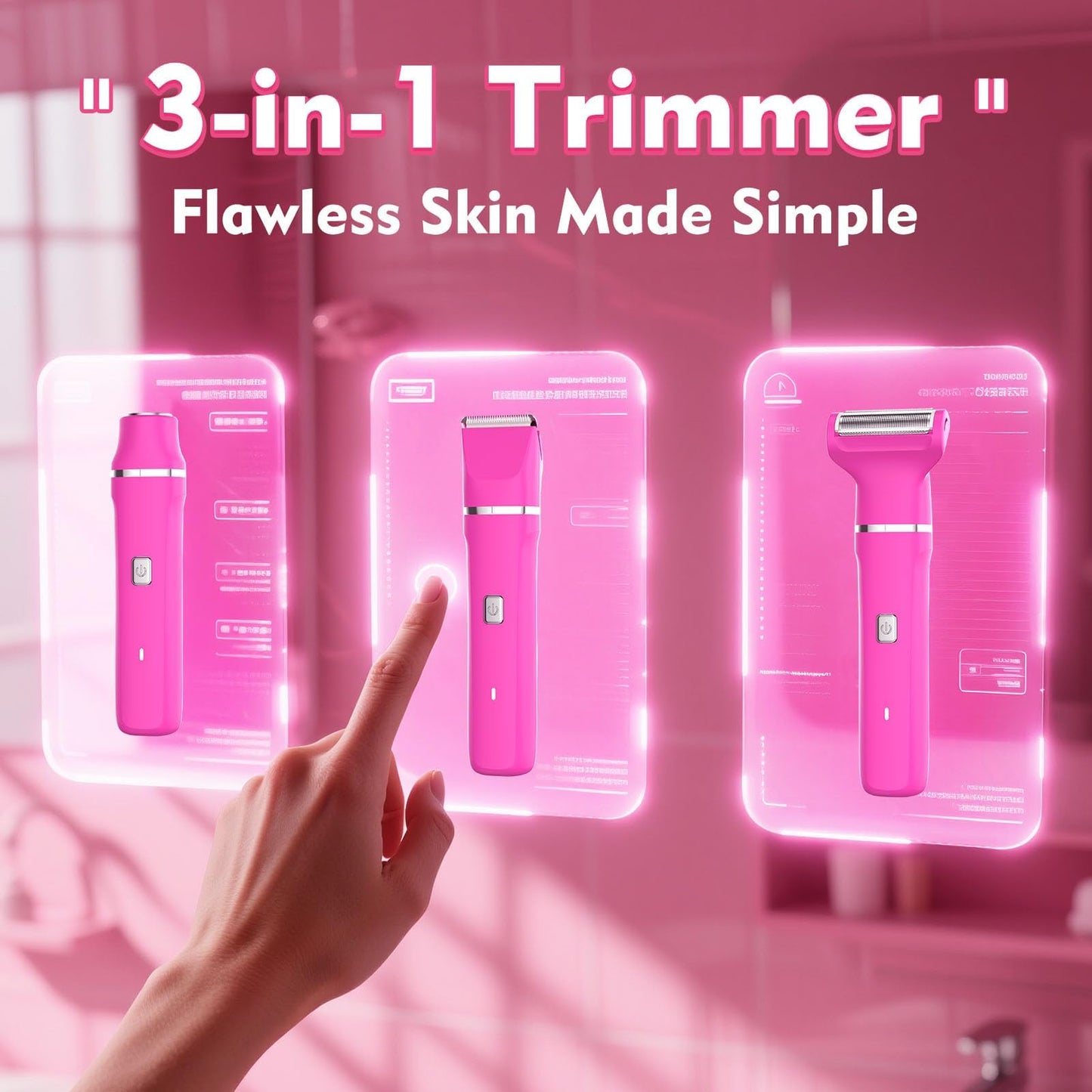 Risina Bikini Trimmer & Electric Razor for Women - Painless, IPX7 Waterproof Body & Facial Shaver