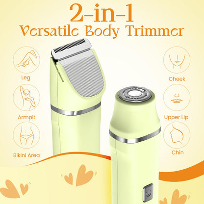 Risina Bikini Trimmer & Electric Razor for Women - Painless, IPX7 Waterproof Body & Facial Shaver