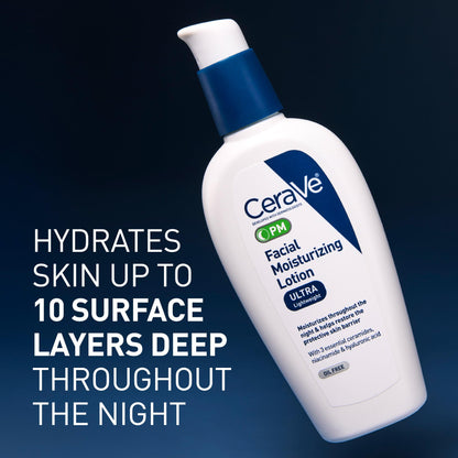 CeraVe PM Facial Moisturizing Lotion - Night Cream with Niacinamide & Hyaluronic Acid, Oil-Free