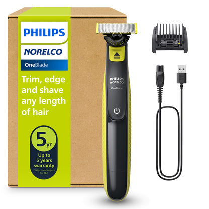 Philips Norelco OneBlade 360 Hybrid Electric Trimmer & Shaver with 5-in-1 Adjustable Comb