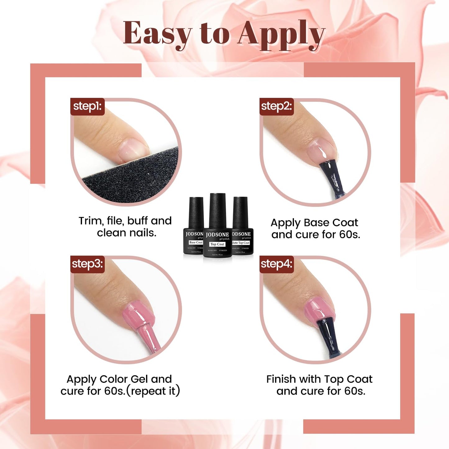 JODSONE 32 Color Gel Nail Kit w/ UV Light & 3 Top Coats | Gift Set