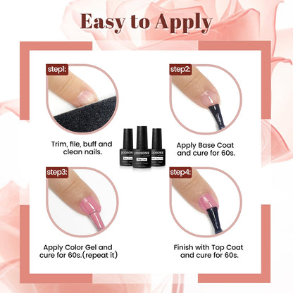 JODSONE 32 Color Gel Nail Kit w/ UV Light & 3 Top Coats | Gift Set