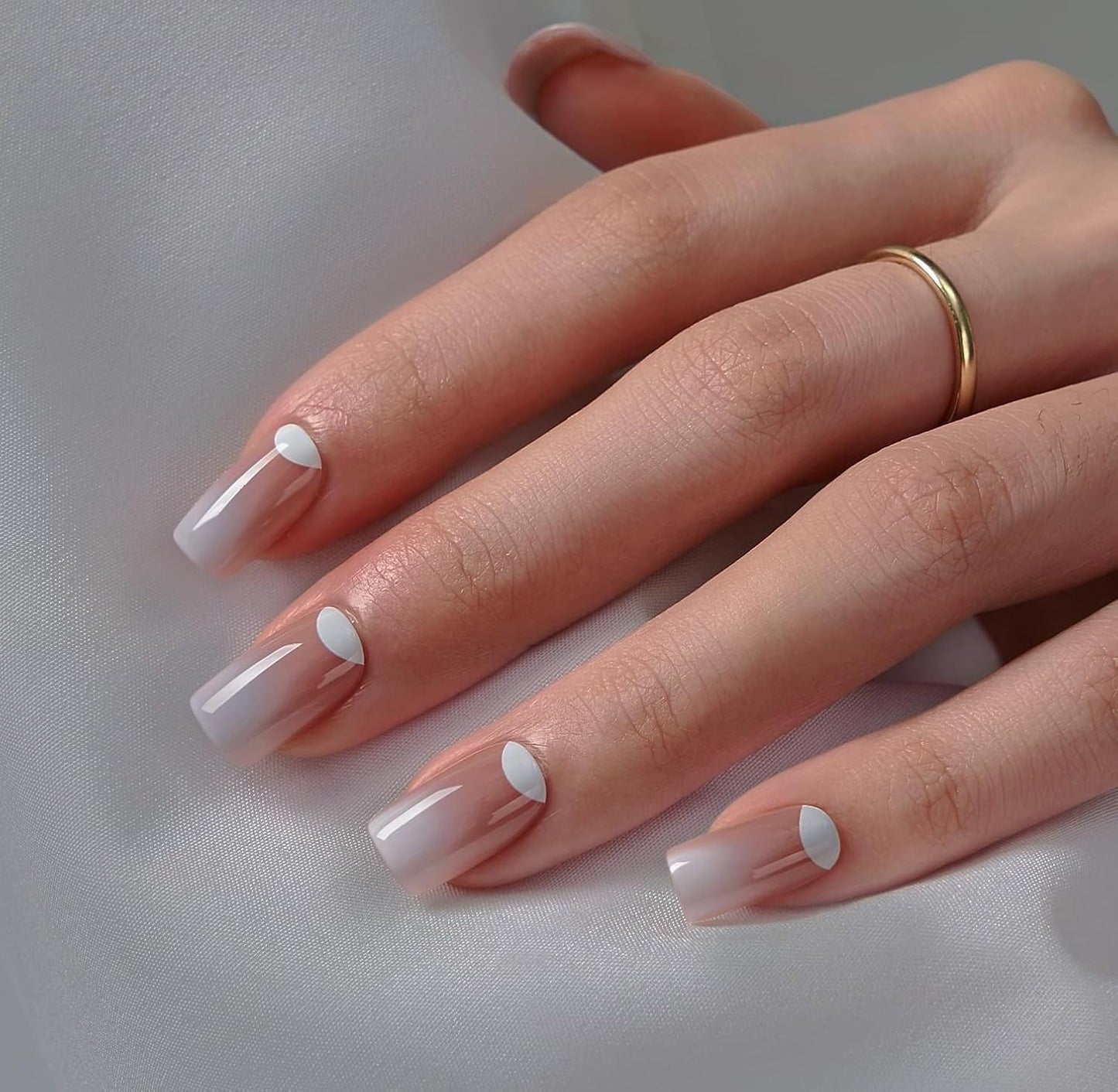 BTArtbox Soft Gel Press On Nails: Short Square Ombre | Vanilla Cream