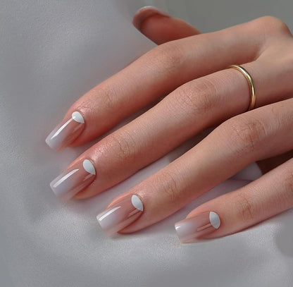 BTArtbox Soft Gel Press On Nails: Short Square Ombre | Vanilla Cream