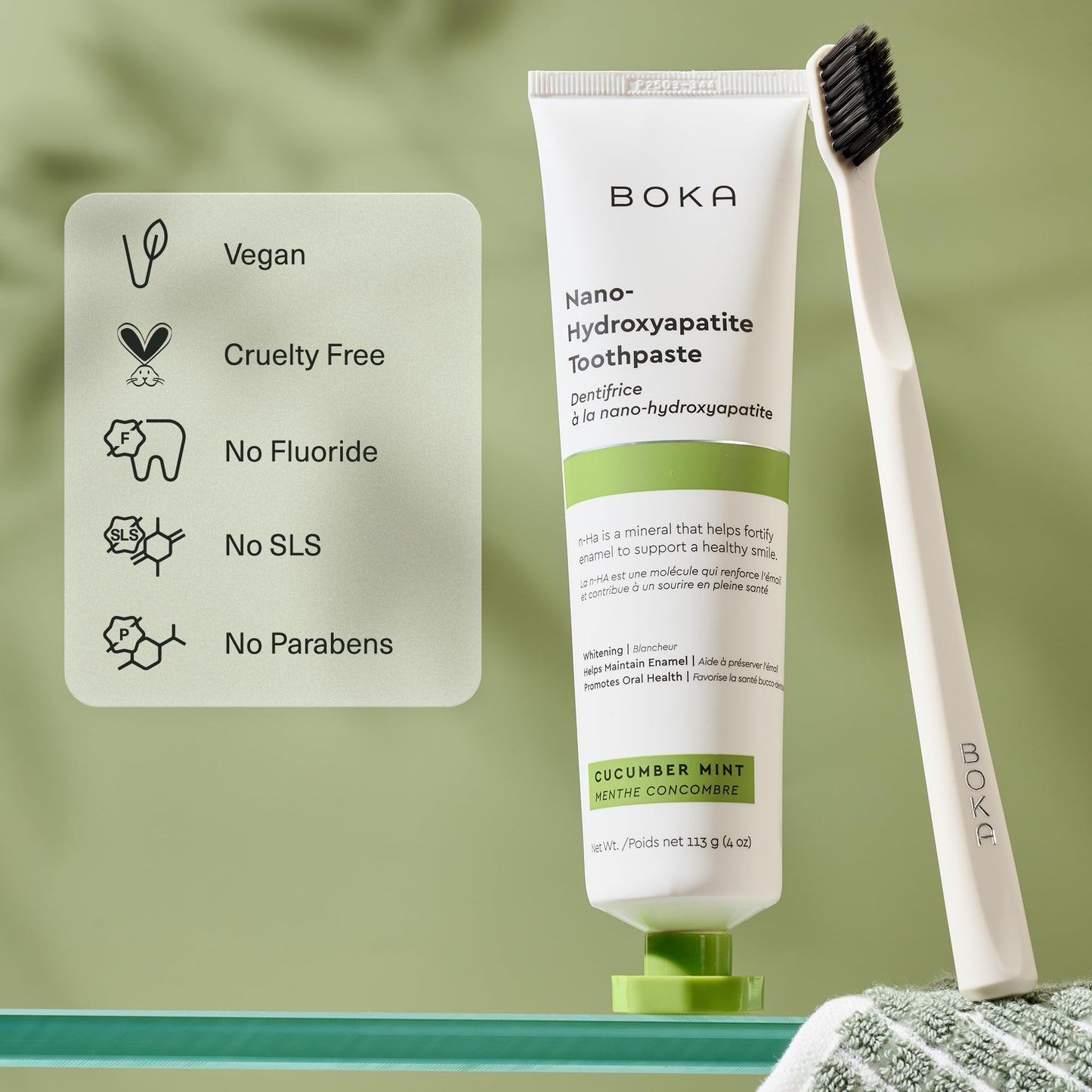 Boka Fluoride-Free Toothpaste with Nano Hydroxyapatite (n-Ha) - Sensitive Teeth, Ela Mint