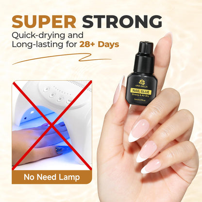 UNA GELLA Solid Gel Nail Glue (40ml) - Strong, Soak-Off Glue for Acrylic, Press-On & Gelly Tips - Lamp Curing Needed