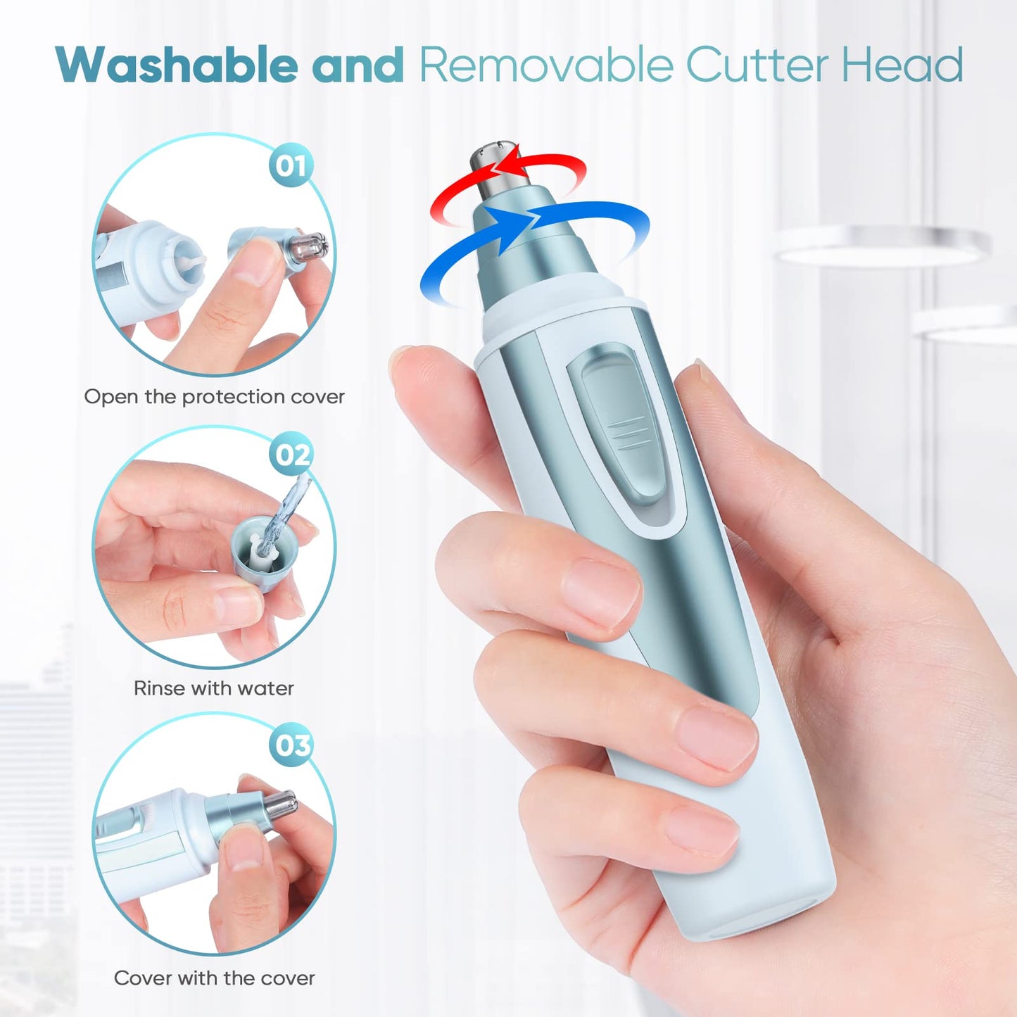 Ear & Nose Hair Trimmer Clipper - Professional, Painless, IPX7 Waterproof for Men & Women