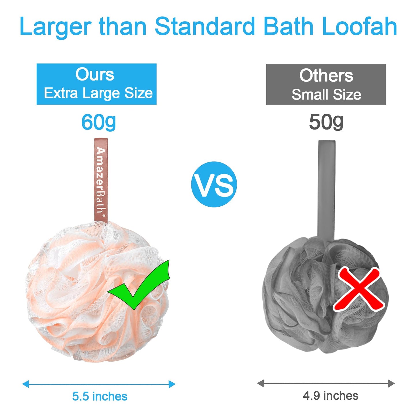 AmazerBath Loofah Sponge 75g/Piece, Exfoliating Bath Sponge Body Scrubber - Loofa Set of 4 Flower Color (Large, Green-Purple)