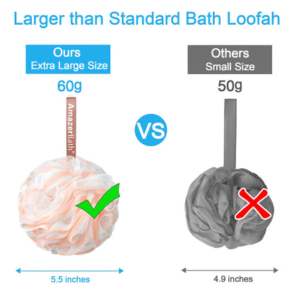 AmazerBath Loofah Sponge 75g/Piece, Exfoliating Bath Sponge Body Scrubber - Loofa Set of 4 Flower Color (Large, Green-Purple)