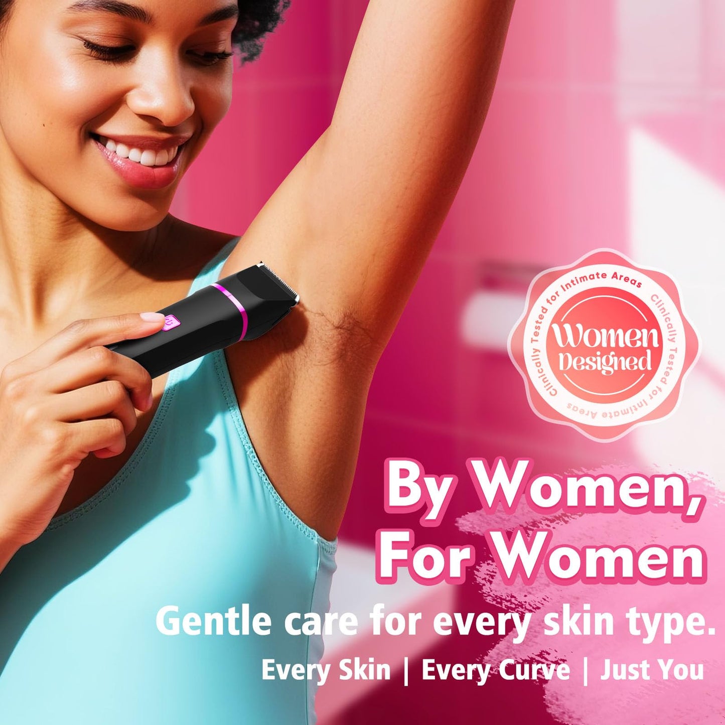 Risina Bikini Trimmer & Electric Razor for Women - Painless, IPX7 Waterproof Body & Facial Shaver