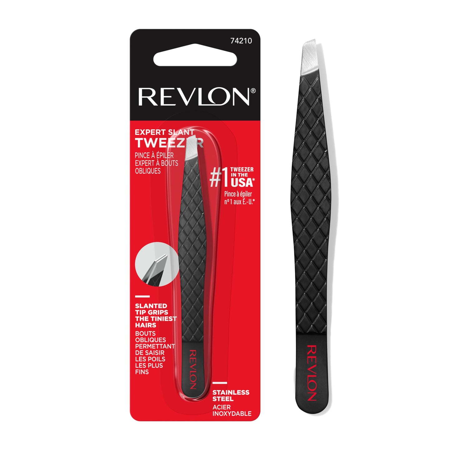 Revlon Expert Slant Tweezer - Most-Loved, High Precision Stainless Steel for Easy Hair Removal