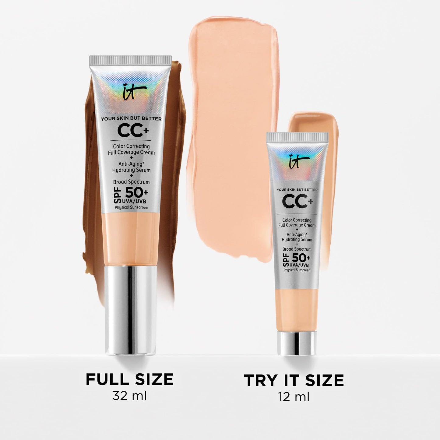 IT Cosmetics CC+ Cream SPF 50+ | Full Coverage Foundation & Serum |Anti-Aging Hydrating Serum & Color Corrector