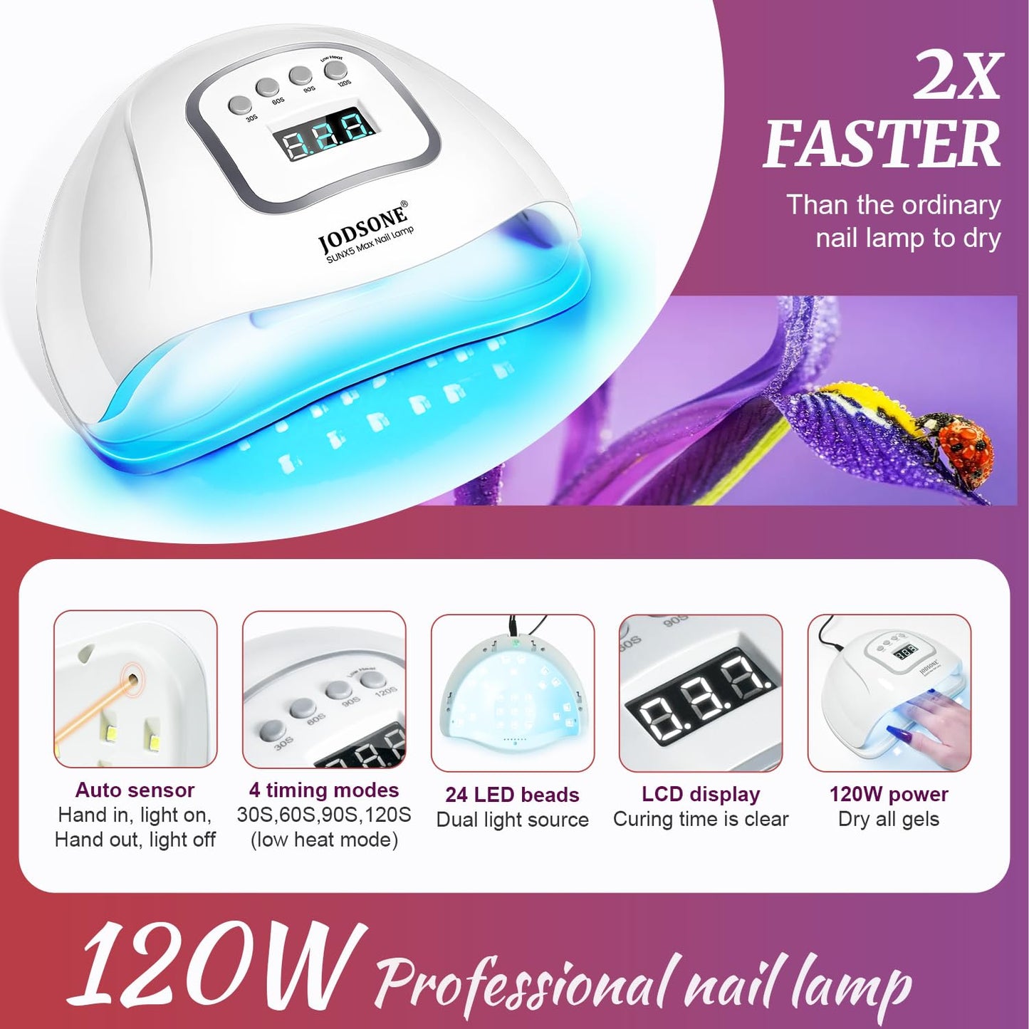 JODSONE 32 Color Gel Nail Kit w/ UV Light & 3 Top Coats | Gift Set