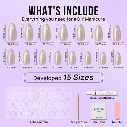 BTArtbox Soft Gel Press On Nails: Short Square Ombre | Vanilla Cream