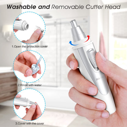 Ear & Nose Hair Trimmer Clipper - Professional, Painless, IPX7 Waterproof for Men & Women