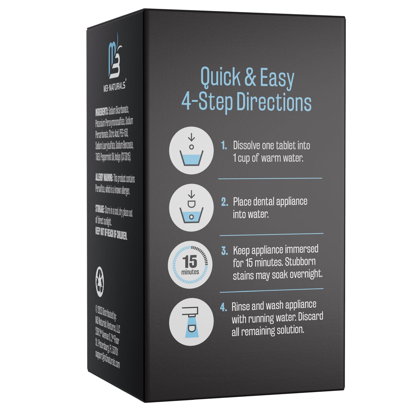 M3 Naturals Extra Strength Retainer & Invisalign Cleaner Tablets - Removes Odor, Stains, Plaque (120 Count)