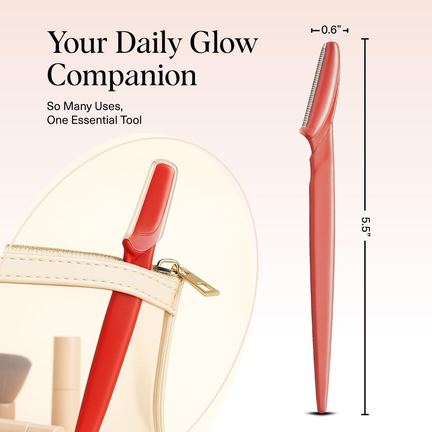 Kitsch Dermaplane Razor for Face & Eyebrow Trimmer – Exfoliating Facial Shaver, Terracotta (12 pcs)