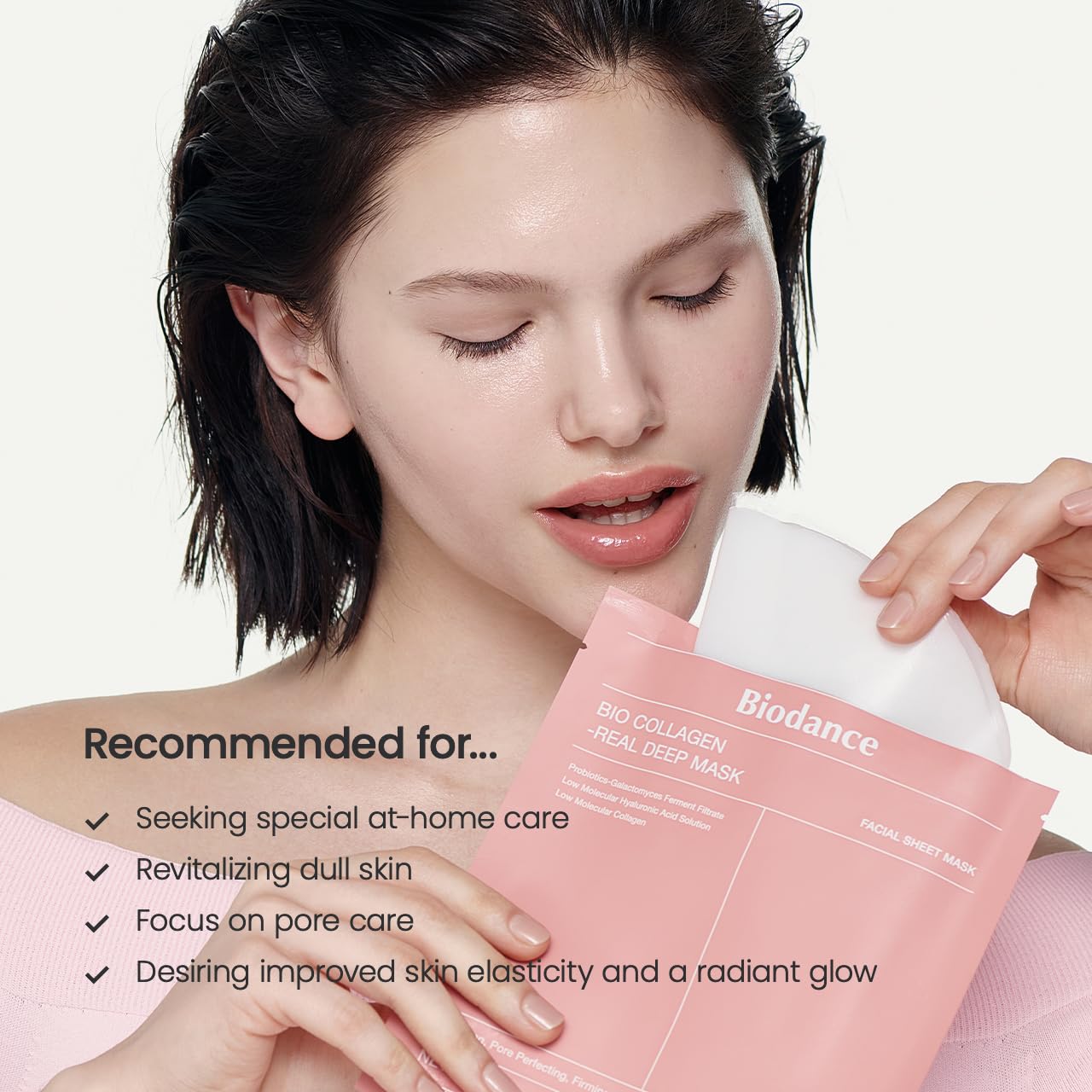 BIODANCE Bio-Collagen Real Deep Mask – Hydrating Overnight Hydrogel Sheet Mask for Pore Minimizing, Firming, Brightening & Sensitive Skin | Korean Skincare | 1.19oz x 4