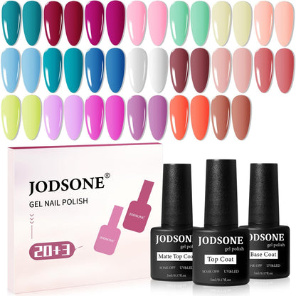 JODSONE 36 Pcs Gel Polish Kit: 32 Colors, Base & Top Coats | Gift Set