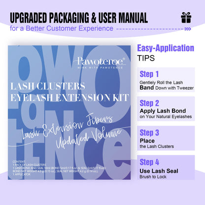 Pawotence Lash Extension Kit DIY 280pcs Lash Clusters Eyelash Extension Kit, 9-16mm 30D 40D Individual Lashes Kit with Lash Bond and Seal, Lash Tweezers for Self Use (30D&40D, 0.07D, 9-16mm, Kit)