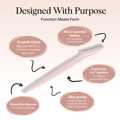 Kitsch Dermaplane Razor for Face & Eyebrow Trimmer – Exfoliating Facial Shaver, Terracotta (12 pcs)