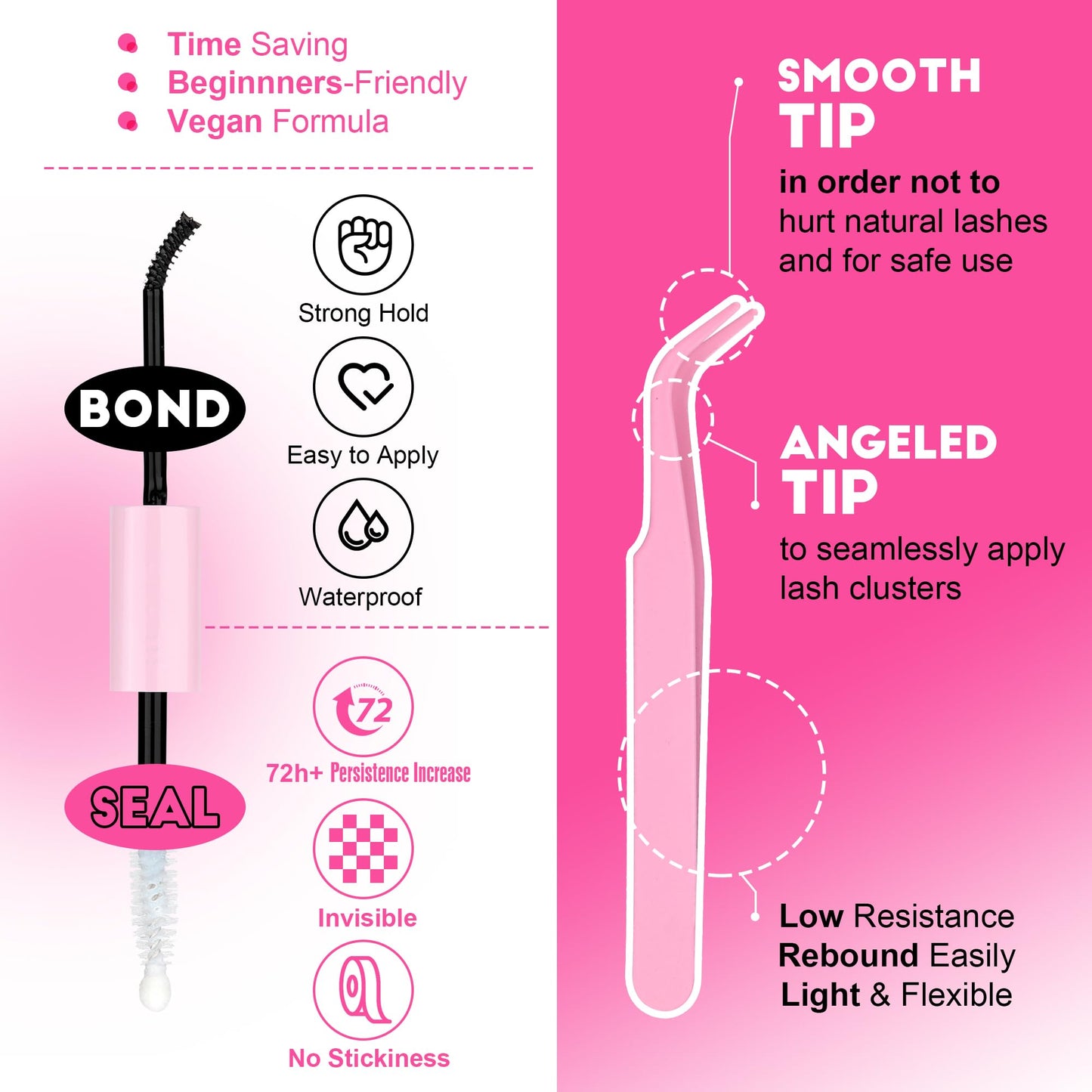 Pawotence Lash Extension Kit DIY 280pcs Lash Clusters Eyelash Extension Kit, 9-16mm 30D 40D Individual Lashes Kit with Lash Bond and Seal, Lash Tweezers for Self Use (30D&40D, 0.07D, 9-16mm, Kit)