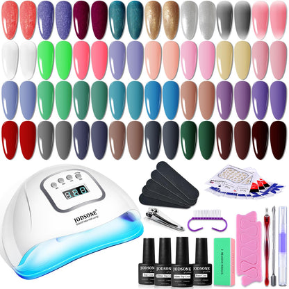 JODSONE 32 Color Gel Nail Kit w/ UV Light & 3 Top Coats | Gift Set