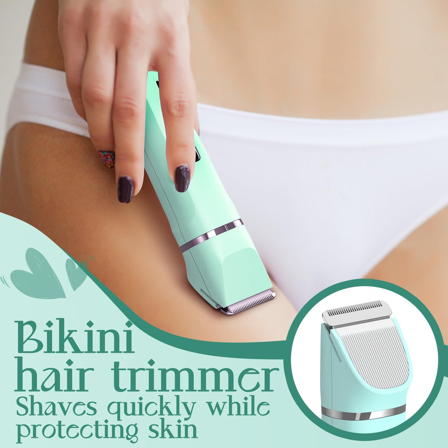 Risina Bikini Trimmer & Electric Razor for Women - Painless, IPX7 Waterproof Body & Facial Shaver
