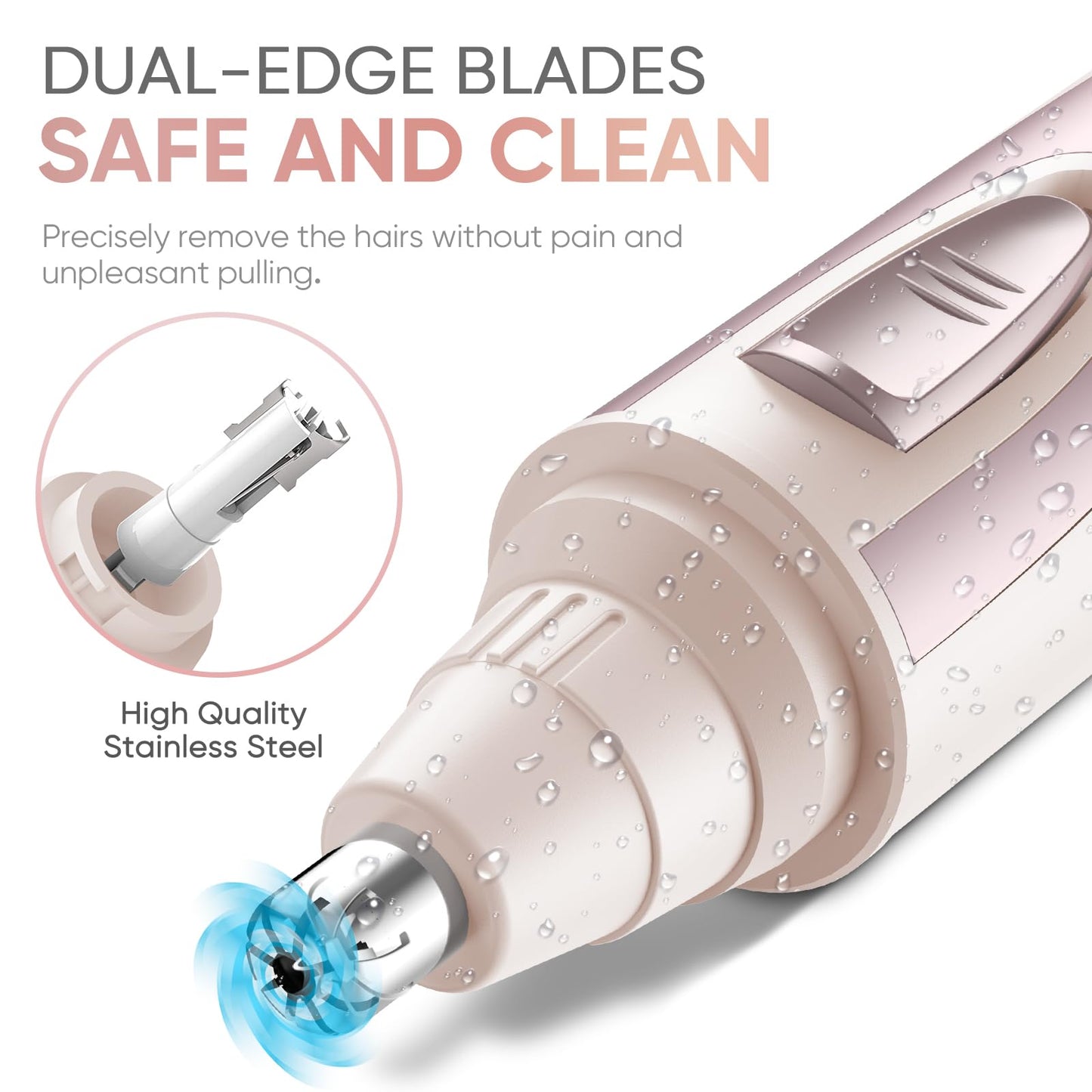 Ear & Nose Hair Trimmer Clipper - Professional, Painless, IPX7 Waterproof for Men & Women