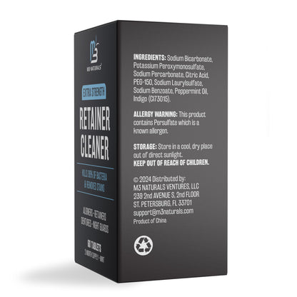 M3 Naturals Extra Strength Retainer & Invisalign Cleaner Tablets - Removes Odor, Stains, Plaque (120 Count)