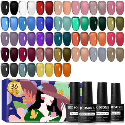 JODSONE 36 Pcs Gel Polish Kit: 32 Colors, Base & Top Coats | Gift Set