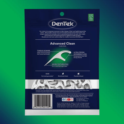 DenTek Triple Clean Advanced Floss Picks - No Break, No Shred Floss with Micro-Textured Pick (150 Ct)