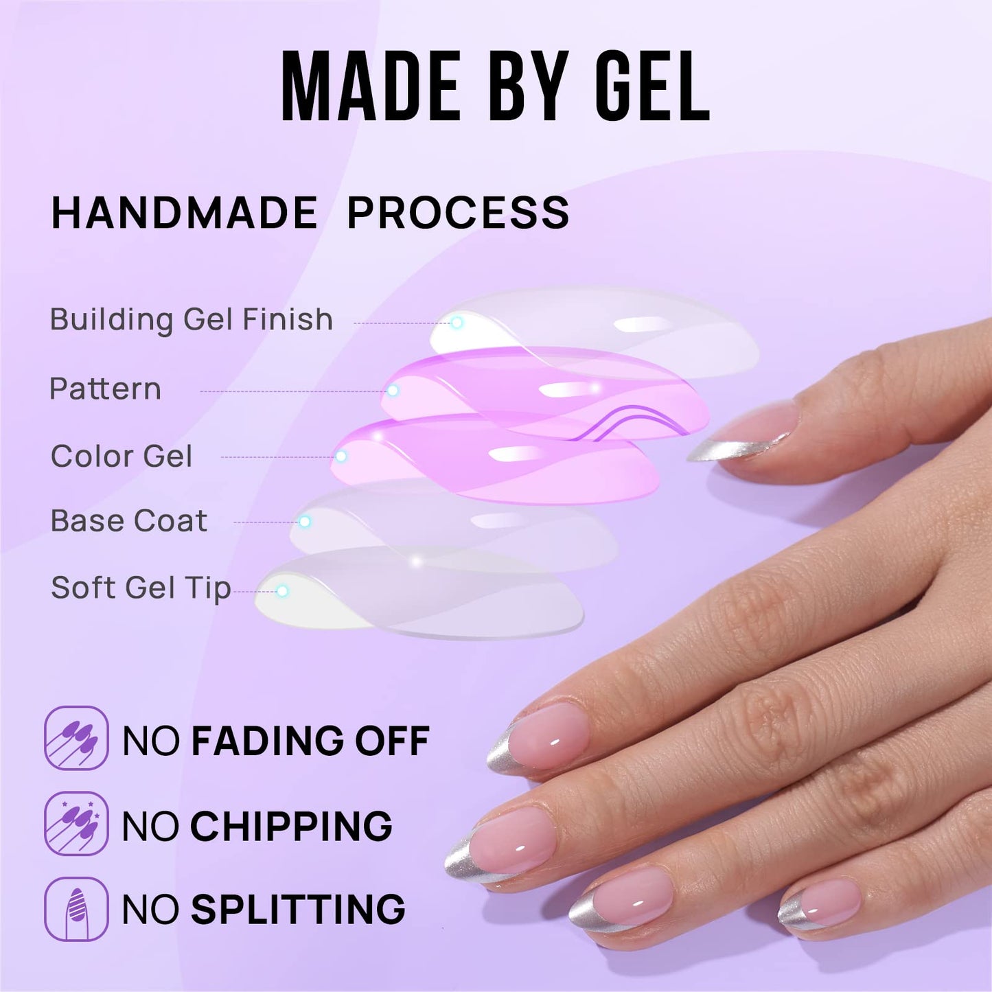 BTArtbox Soft Gel Press On Nails: Short Square Ombre | Vanilla Cream