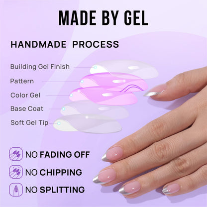 BTArtbox Soft Gel Press On Nails: Short Square Ombre | Vanilla Cream