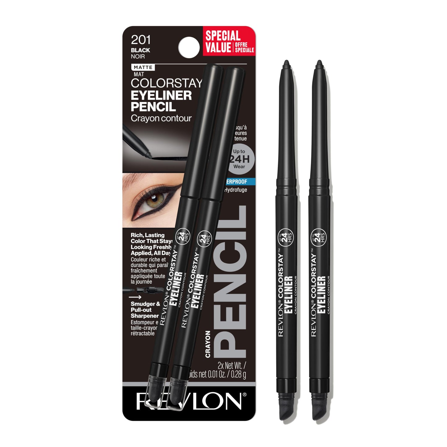 Revlon ColorStay Waterproof Eyeliner Pencil: 24HR Black Brown