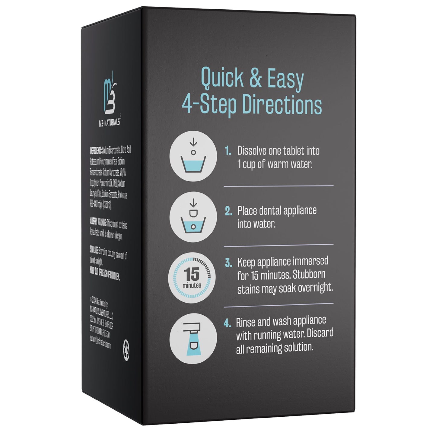 M3 Naturals Extra Strength Retainer & Invisalign Cleaner Tablets - Removes Odor, Stains, Plaque (120 Count)