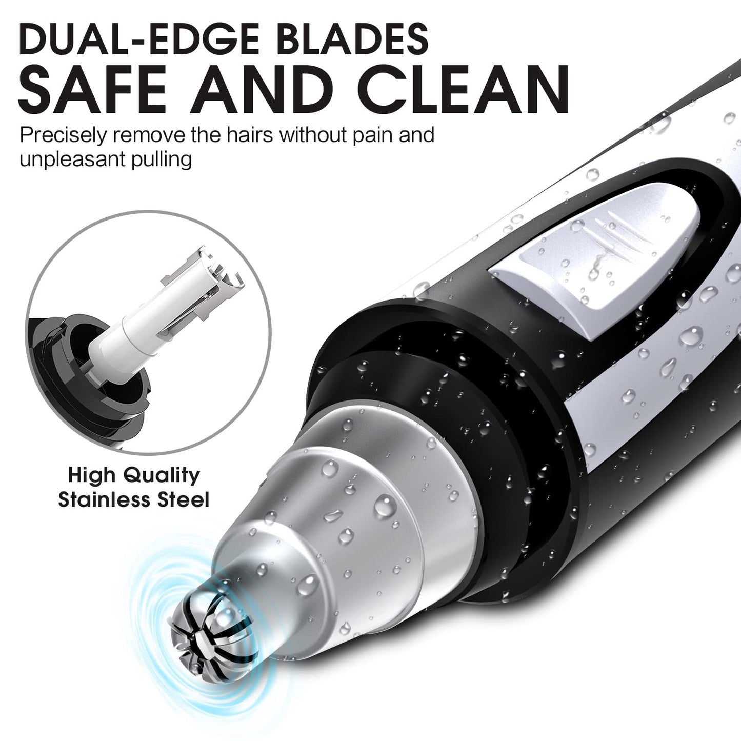 Ear & Nose Hair Trimmer Clipper - Professional, Painless, IPX7 Waterproof for Men & Women