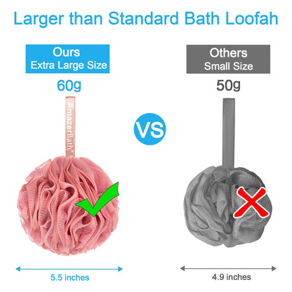 AmazerBath Loofah Sponge 75g/Piece, Exfoliating Bath Sponge Body Scrubber - Loofa Set of 4 Flower Color (Large, Green-Purple)